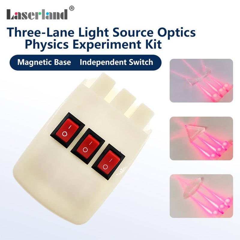 Laserlands Physics Optical Experiment Kit Reflector Refraction Triangular Prism Convex Lens Concave Mirror Linear Light - Image 2